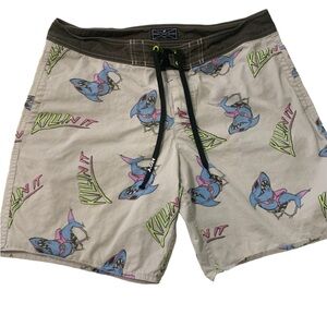 American Eagle Board Shorts Sz Med Killing It Shark Print